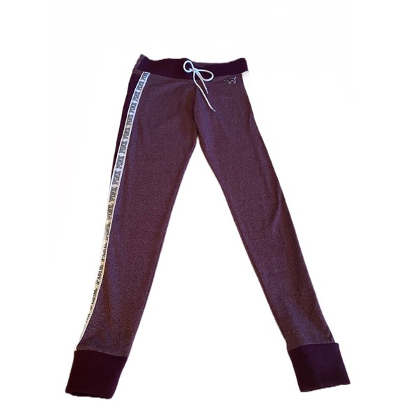 Victorias Secret Pink Womens Purple Jogger Logo Stripe Drawstring Legging Size S - Picture 10 of 10